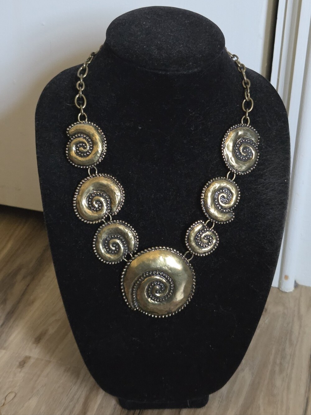 Chico's Gold Spiral Medallion Necklace
